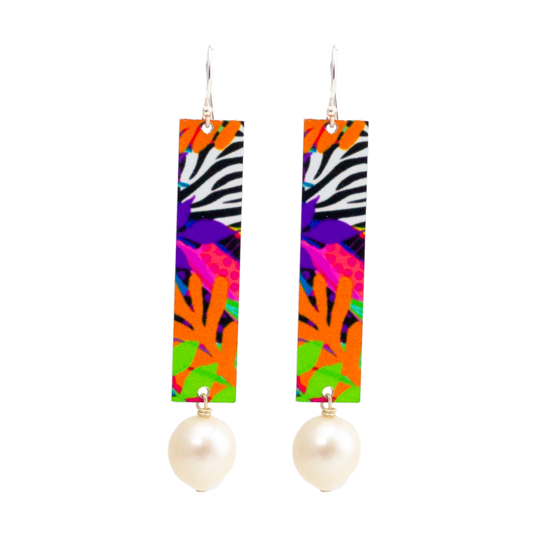 Large Pearl Bar Drop Earring