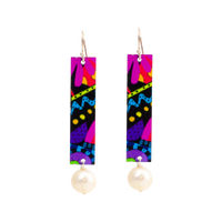 Large Pearl Bar Drop Earring