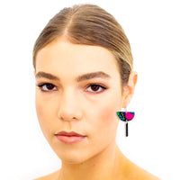 Black Bar Half Moon Earring