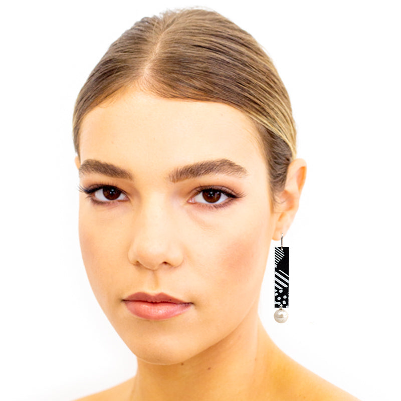 Large Pearl Bar Drop Earring